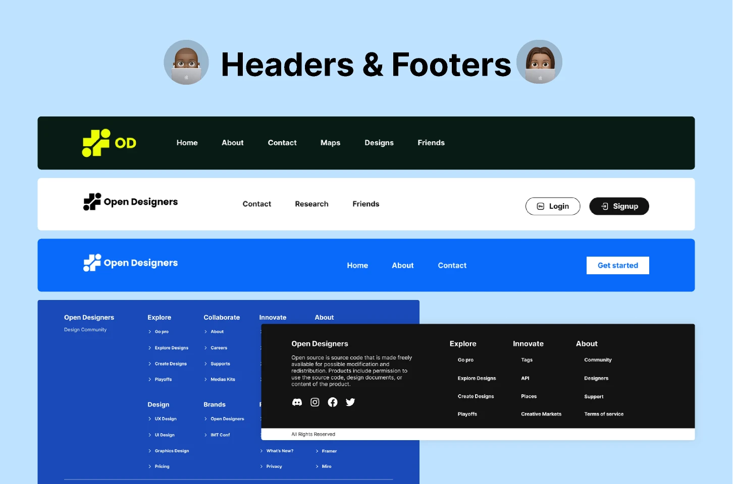 Headers  and Footers for Figma and Adobe XD