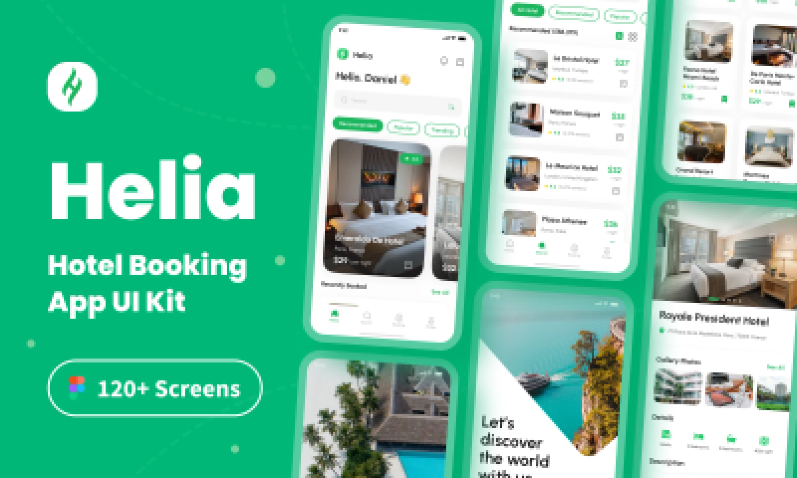 Helia - Hotel Booking App UI Kit for Figma and Adobe XD
