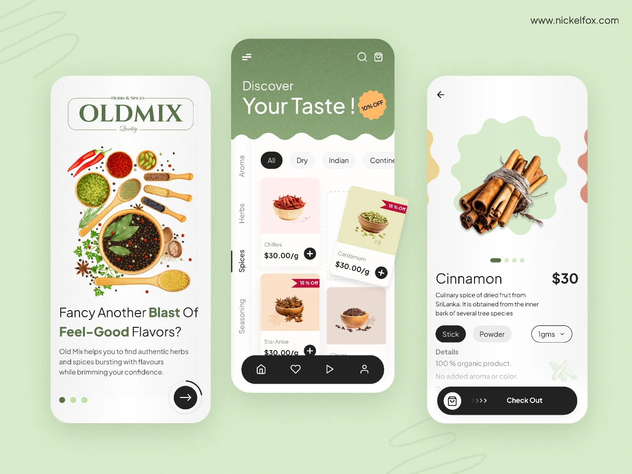 Herbs and Spices App for Figma and Adobe XD