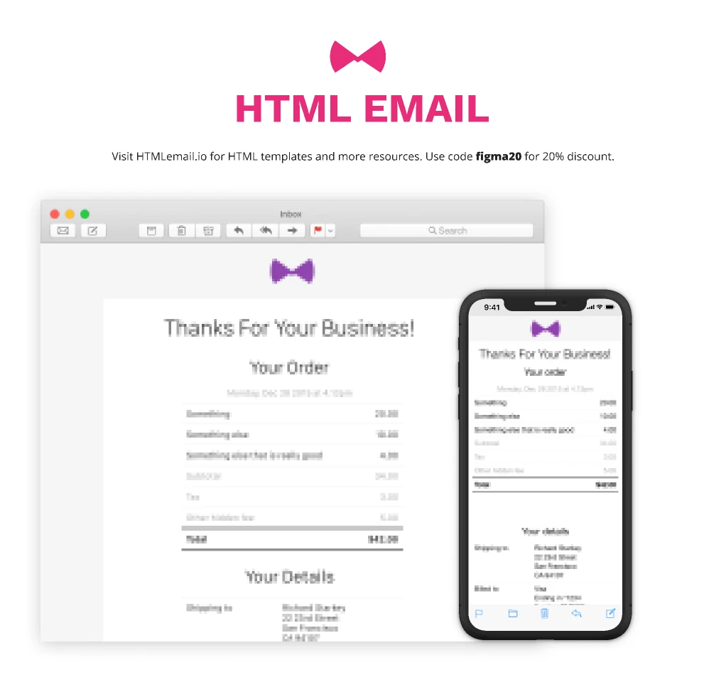 HTML Email Template Design System for Figma and Adobe XD