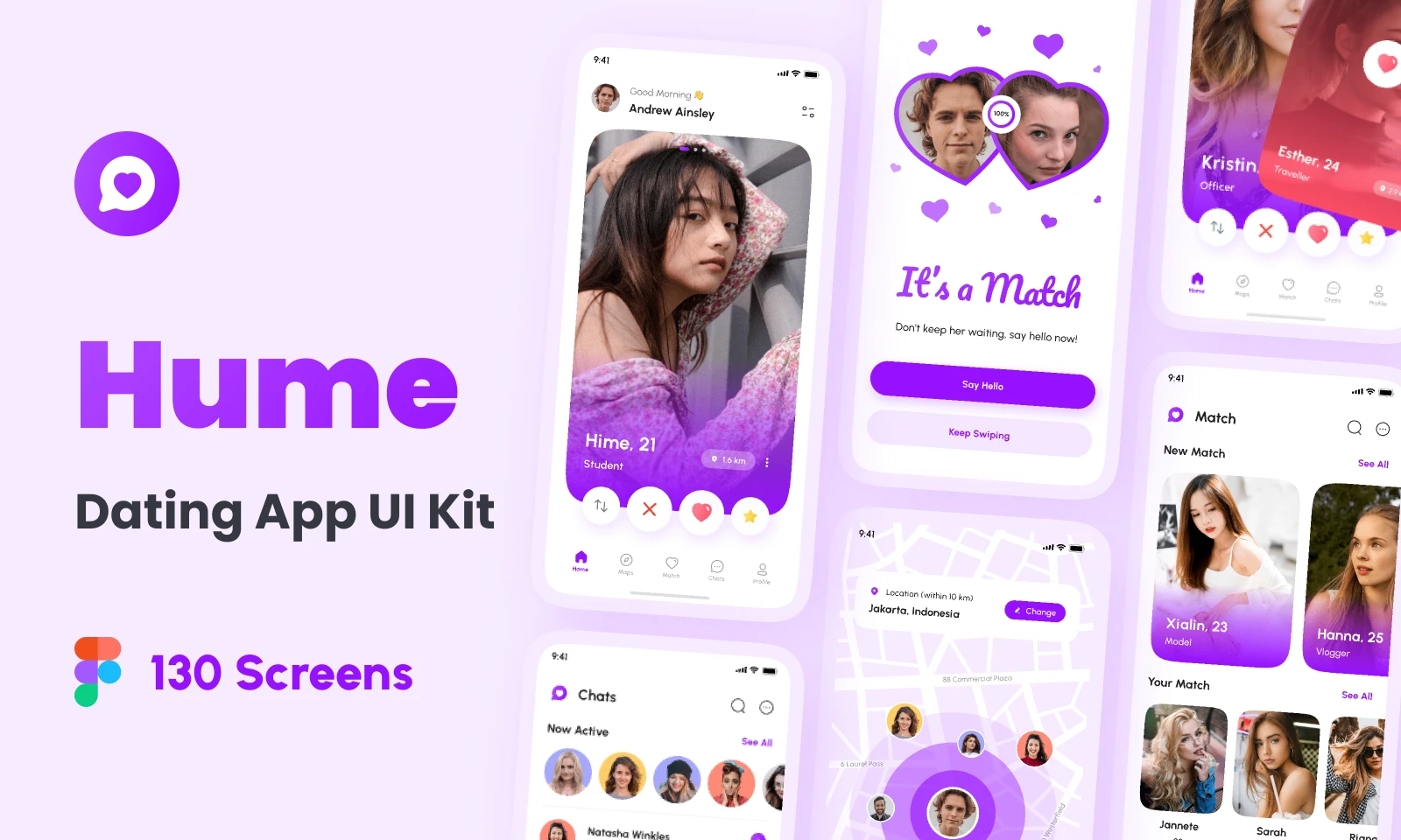 Hume - Dating App UI Kit for Figma and Adobe XD