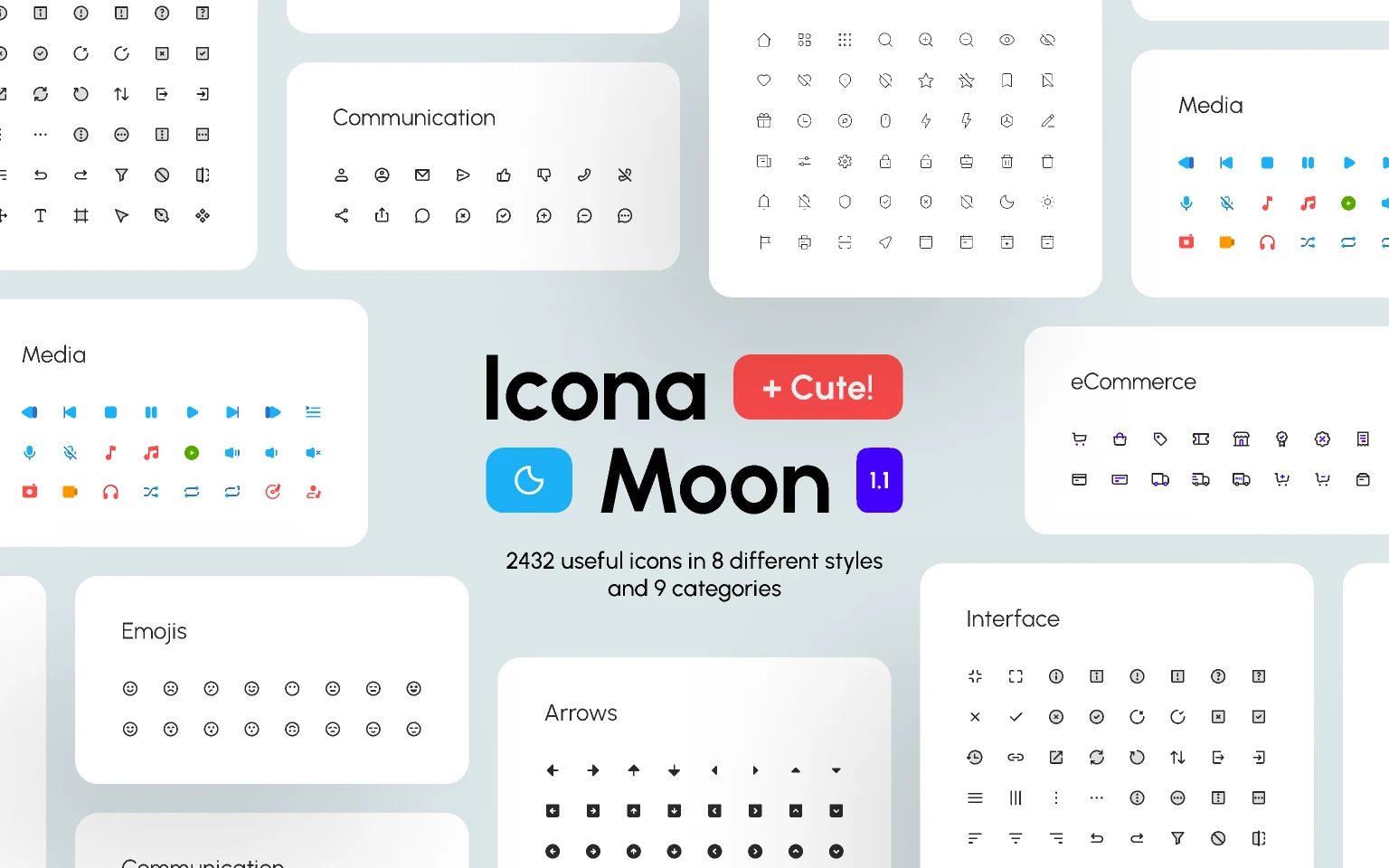 IconaMoon 1.1 | +2400 Icons, 8 Styles for Figma and Adobe XD