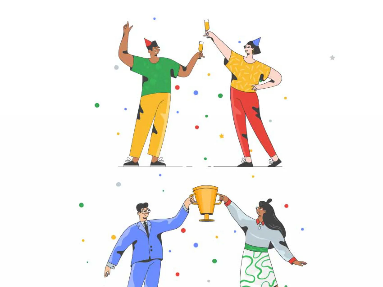 Illustrations of Happy People  - Free Figma Template