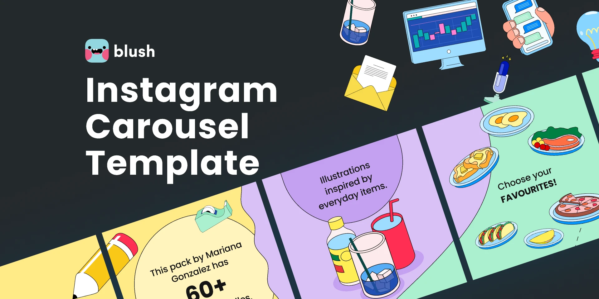 Instagram Carousel Template with Illustrations for Figma and Adobe XD
