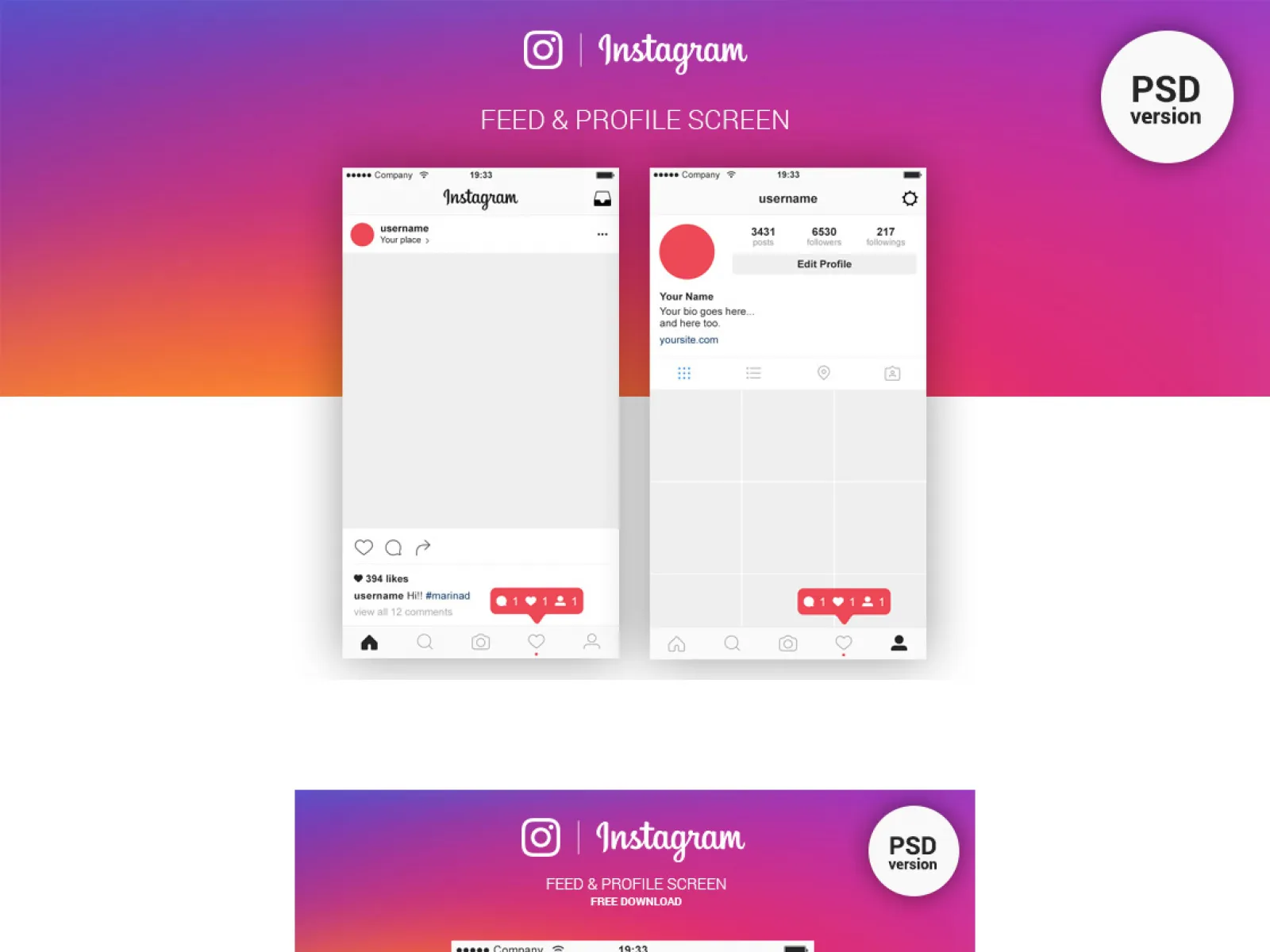 Instagram Feed & Profile UI  - Free Figma Template