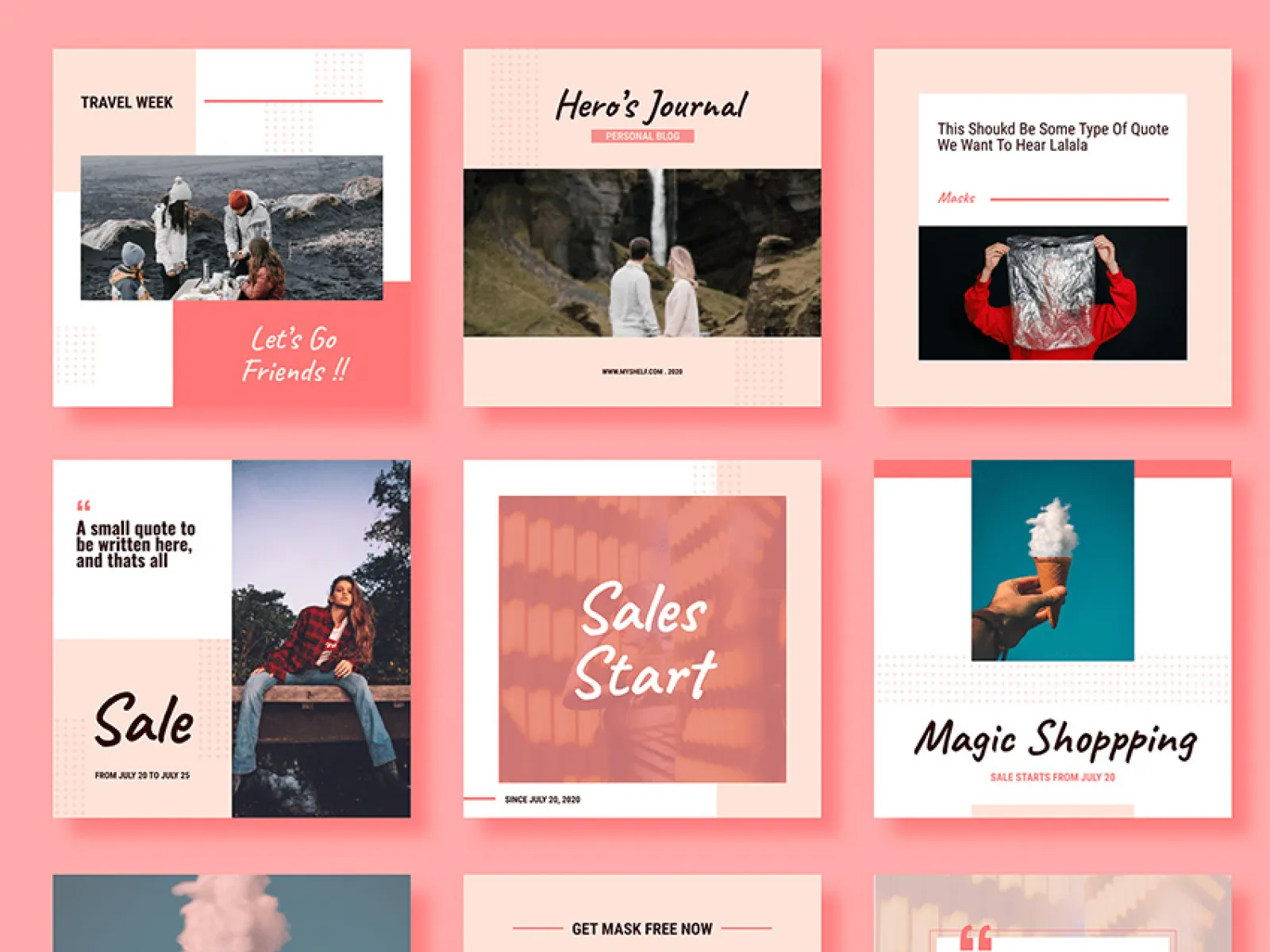 Instagram Post Template Kit  - Free Figma Template