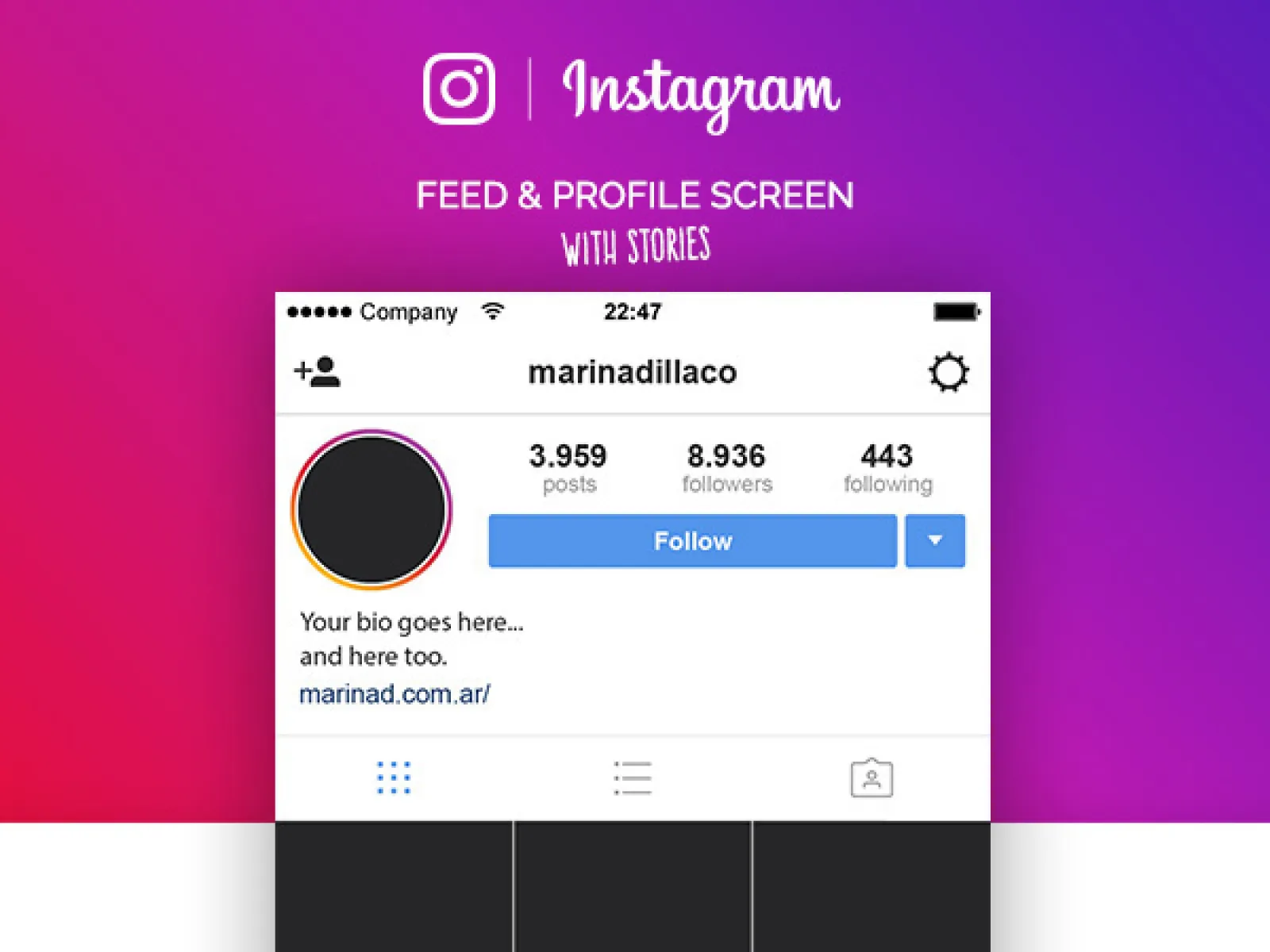 Instagram Screens UI 2017  - Free Figma Template