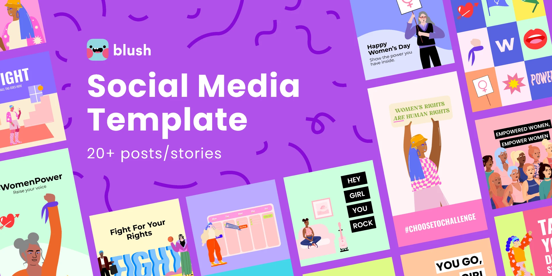 Instagram Social Media Posts with Illustrations for Figma and Adobe XD