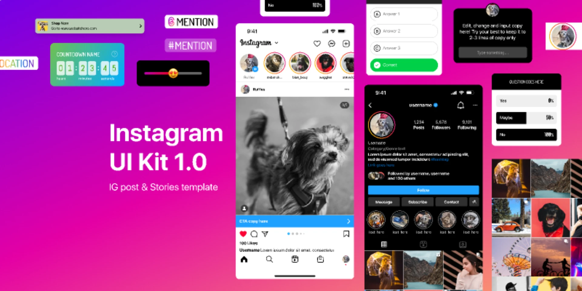 Instagram UI Kit 1.0 for Figma and Adobe XD