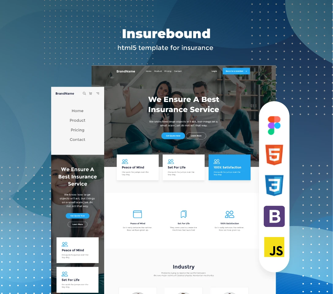 Insurebound - html5 template for insurance agency free download for Figma and Adobe XD