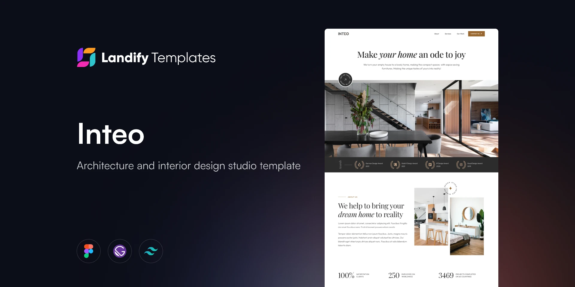Inteo - Architecture and Interior Design Studio Template for Figma and Adobe XD
