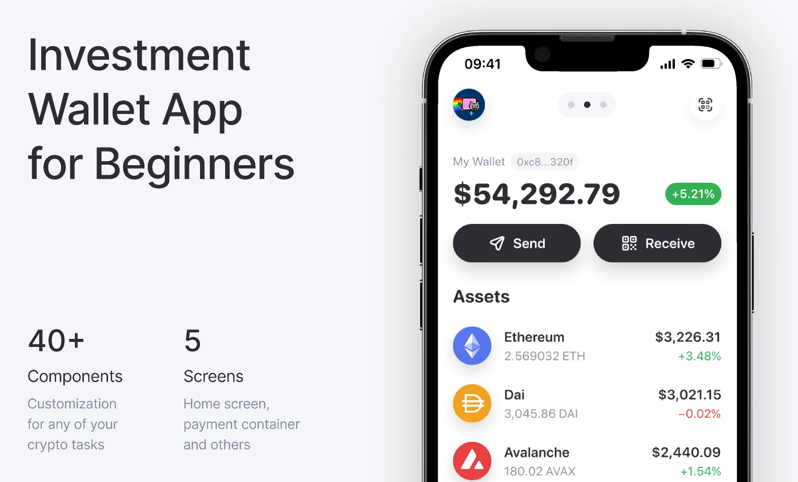 Investment Wallet App for Beginners (2022) for Figma and Adobe XD