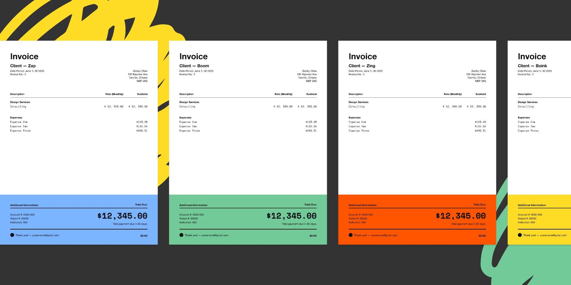 Invoice Color Coding for Figma and Adobe XD