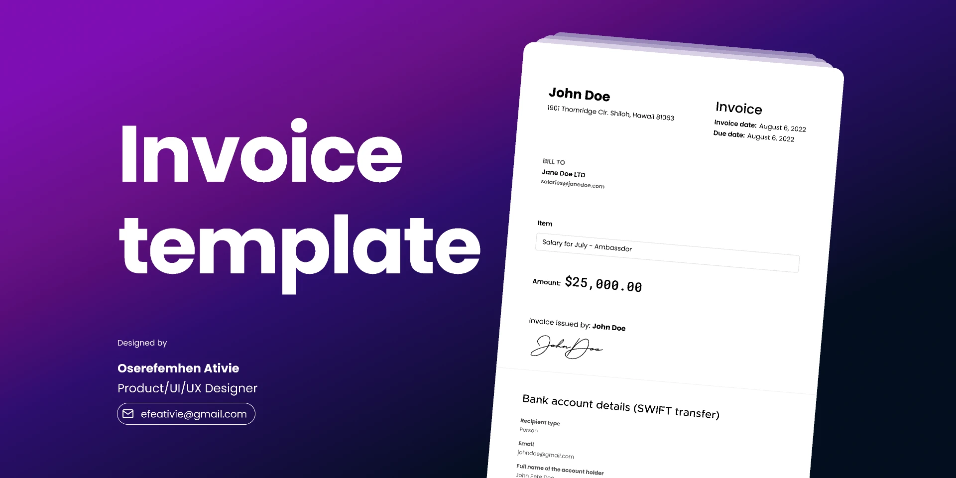 Invoice template for Figma and Adobe XD