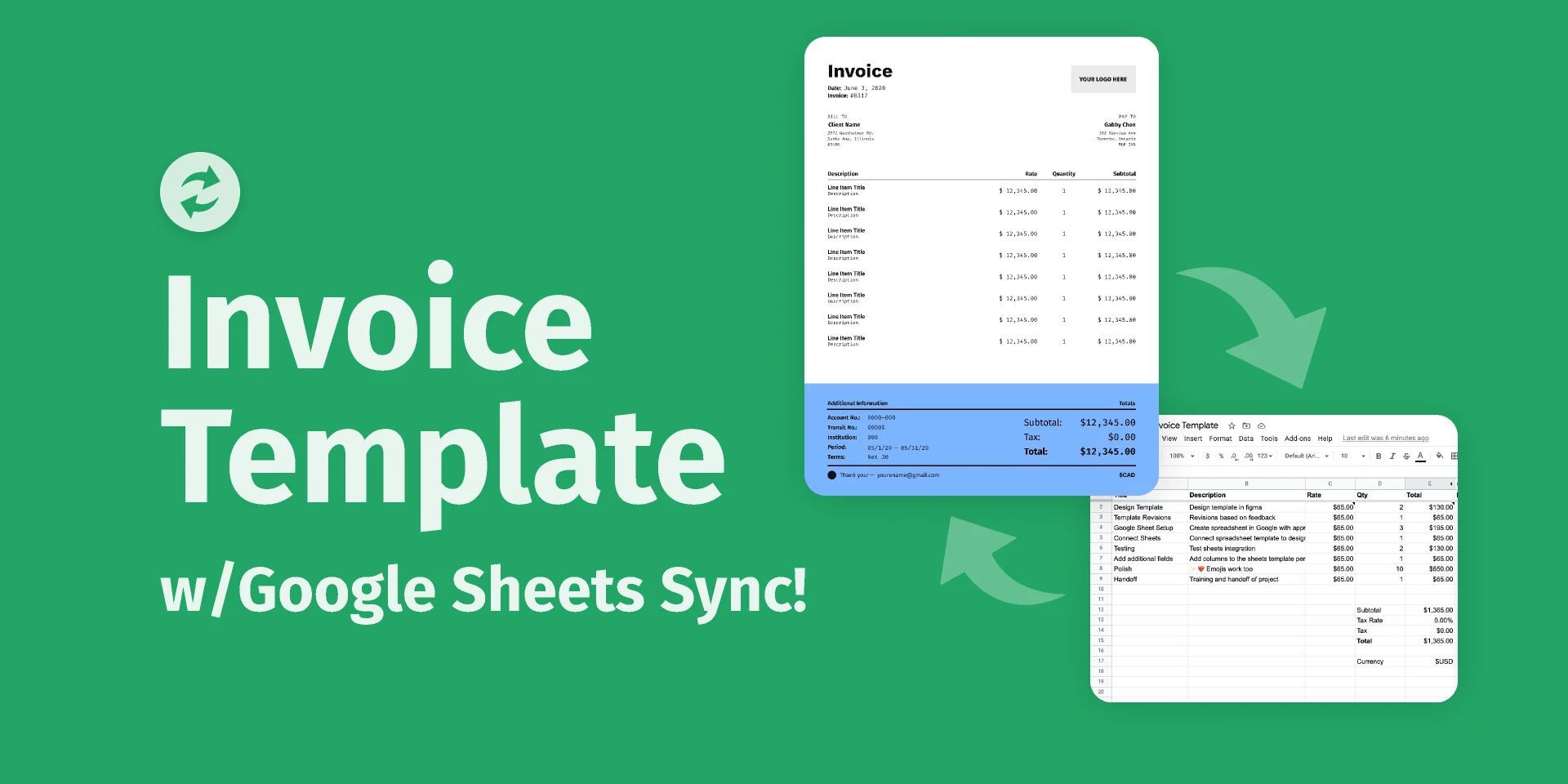 Invoice Template (+Google Sheets Sync) for Figma and Adobe XD