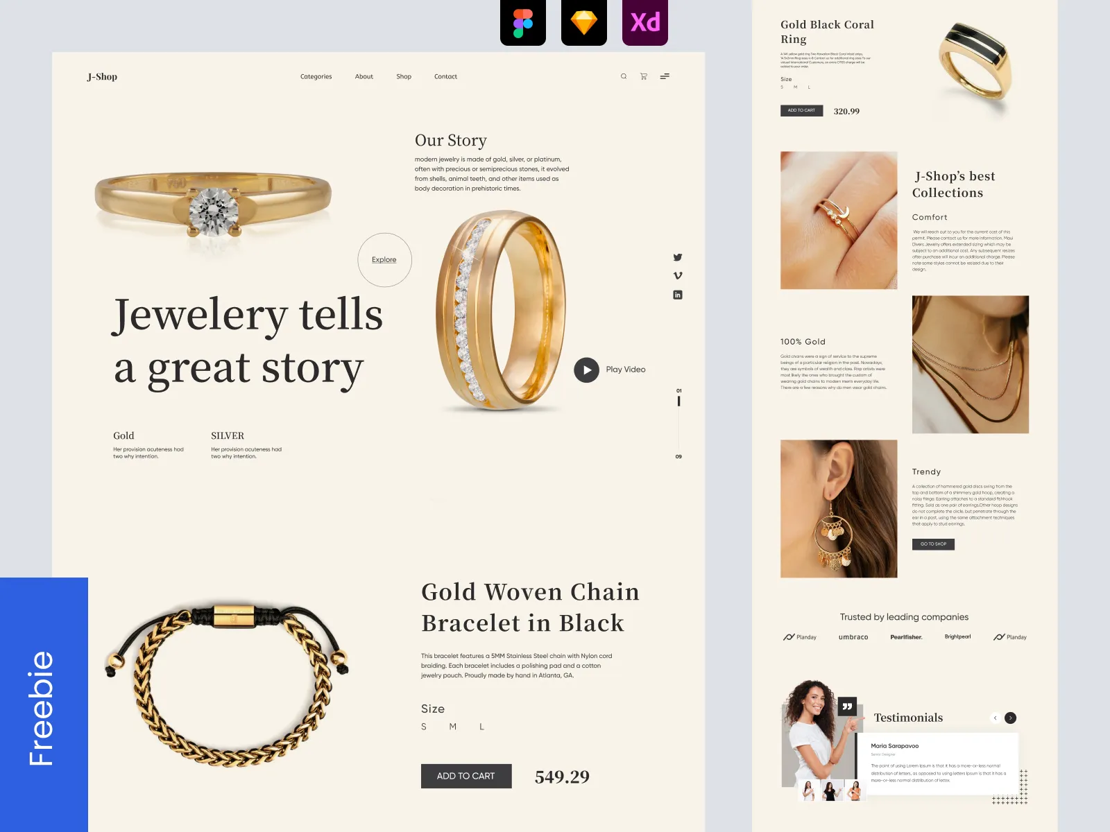 Shopify Jewellery Store Landing Page Design  - Free Figma Template