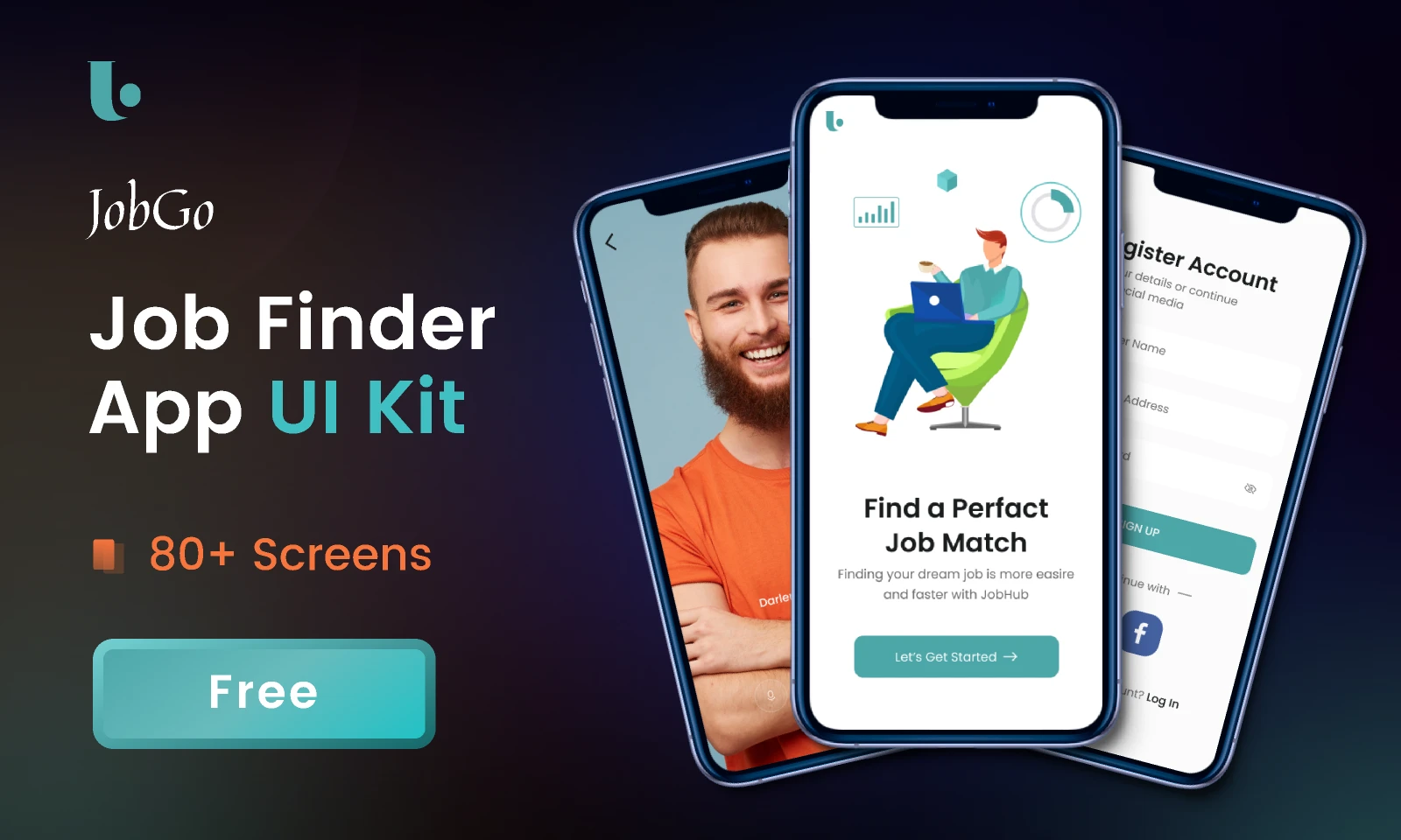 JobGo Job Finder App UI Kit for Figma and Adobe XD