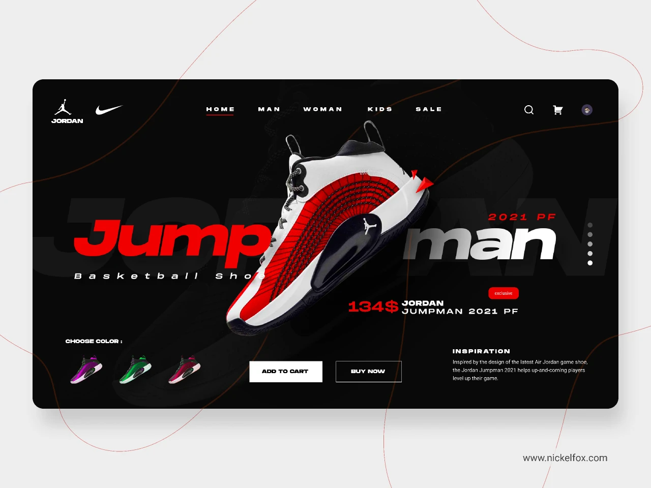 Jordan Shoes Website Design Concept UI for Figma and Adobe XD