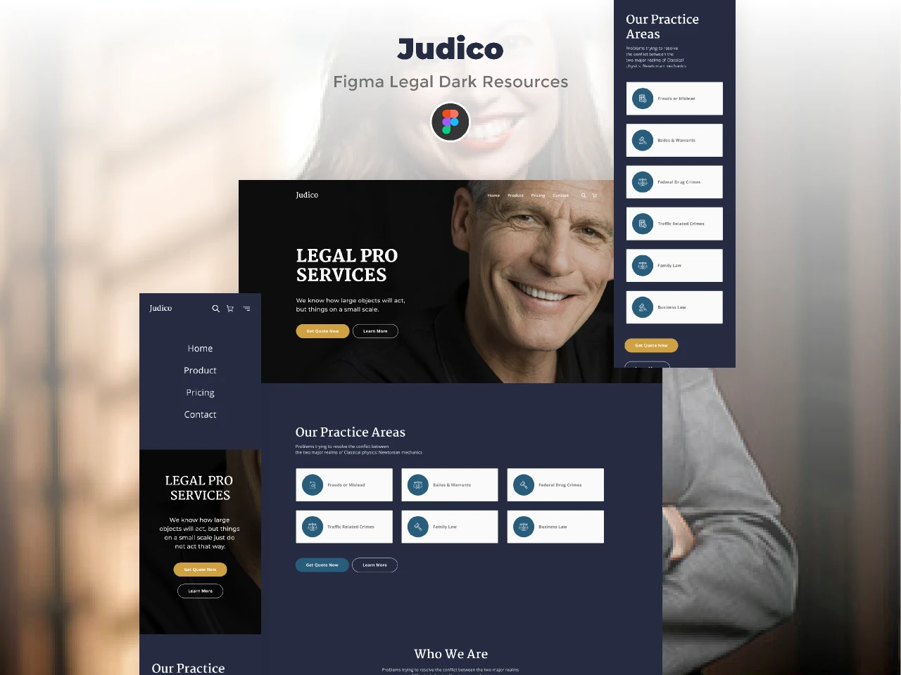 Judico - Figma Legal Dark Resources for Figma and Adobe XD