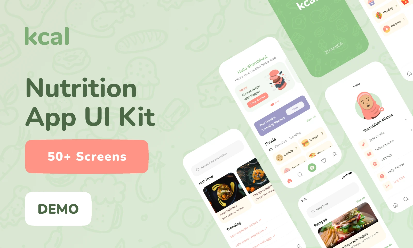 kCal - Nutrition App UI Kit (DEMO) for Figma and Adobe XD