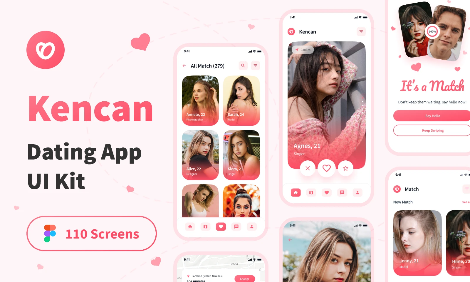 Kencan - Dating App UI Kit for Figma and Adobe XD