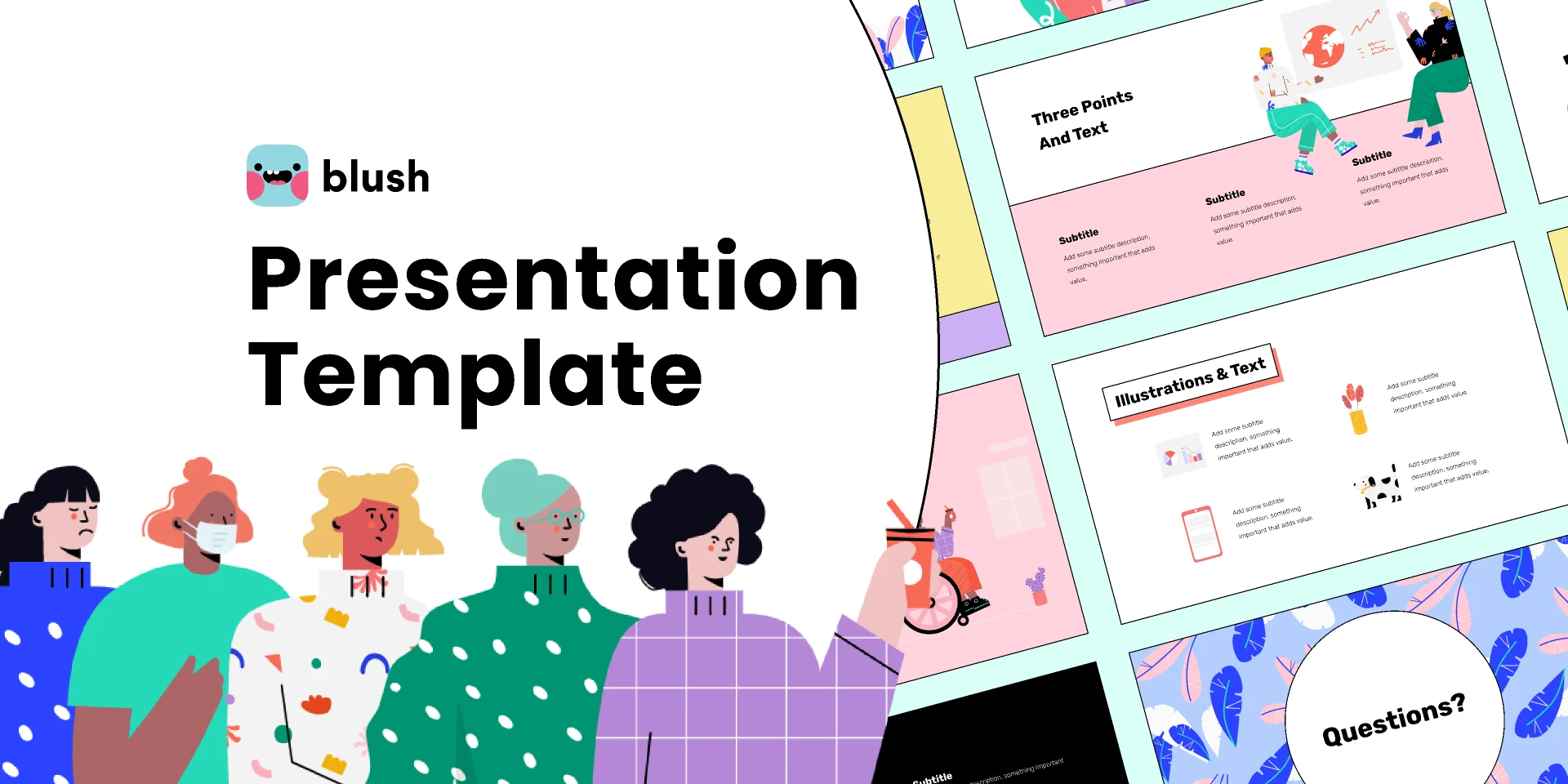 Keynote Presentation Template with Colorful Illustrations for Figma and Adobe XD