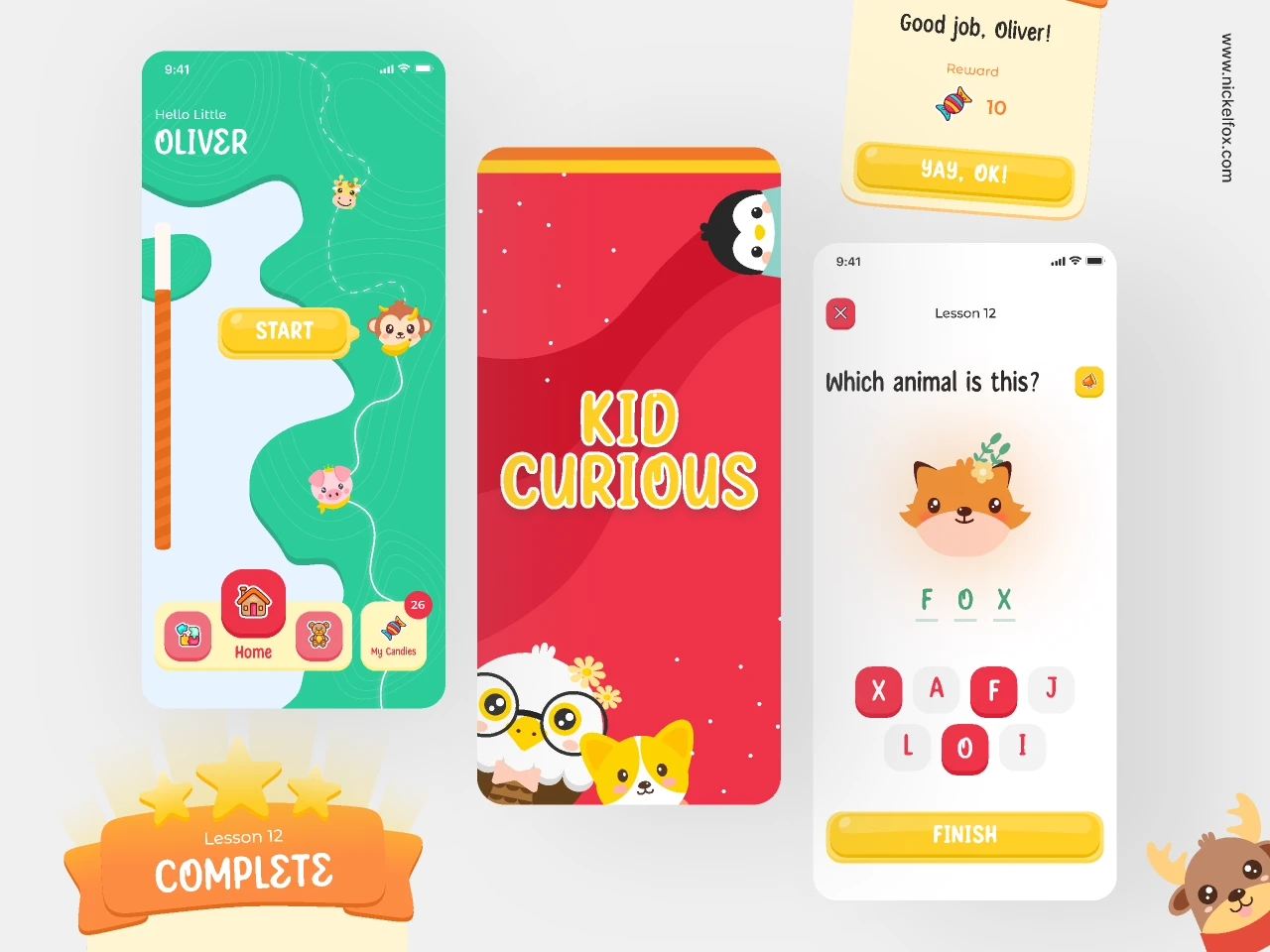 Kindergarten Learning UI - Mobile App for Figma and Adobe XD