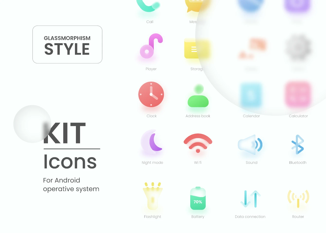 Kit Icons - (Glassmorphism style) for Figma and Adobe XD