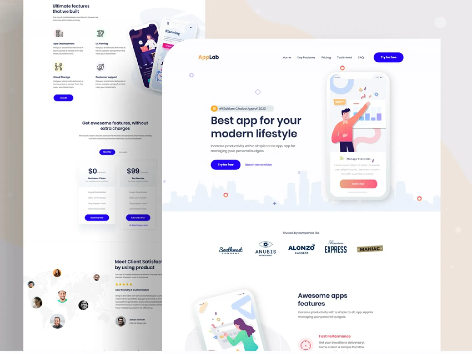 Landing Page App Design  - Free Figma Template