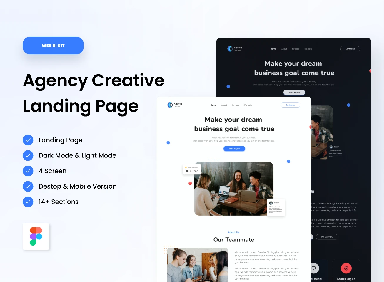 Landing Page (Creative Agency) for Figma and Adobe XD