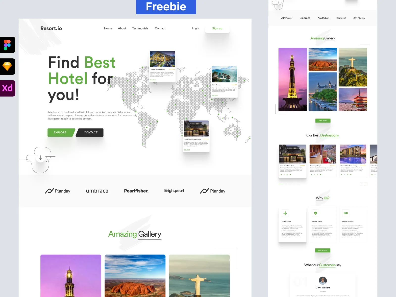 Landing page design for Travel Agency  - Free Figma Template