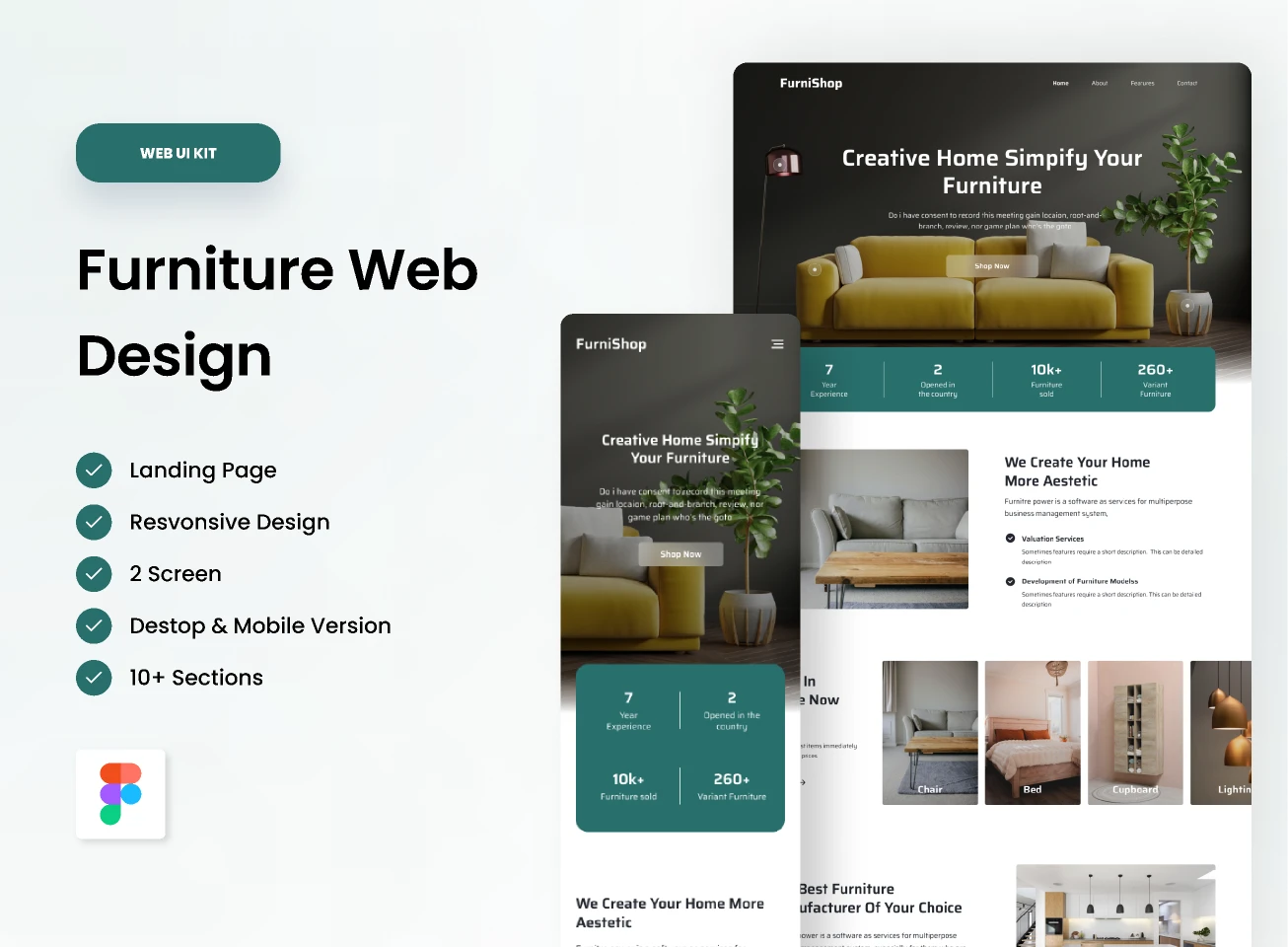 Landing Page - Furniture Website for Figma and Adobe XD