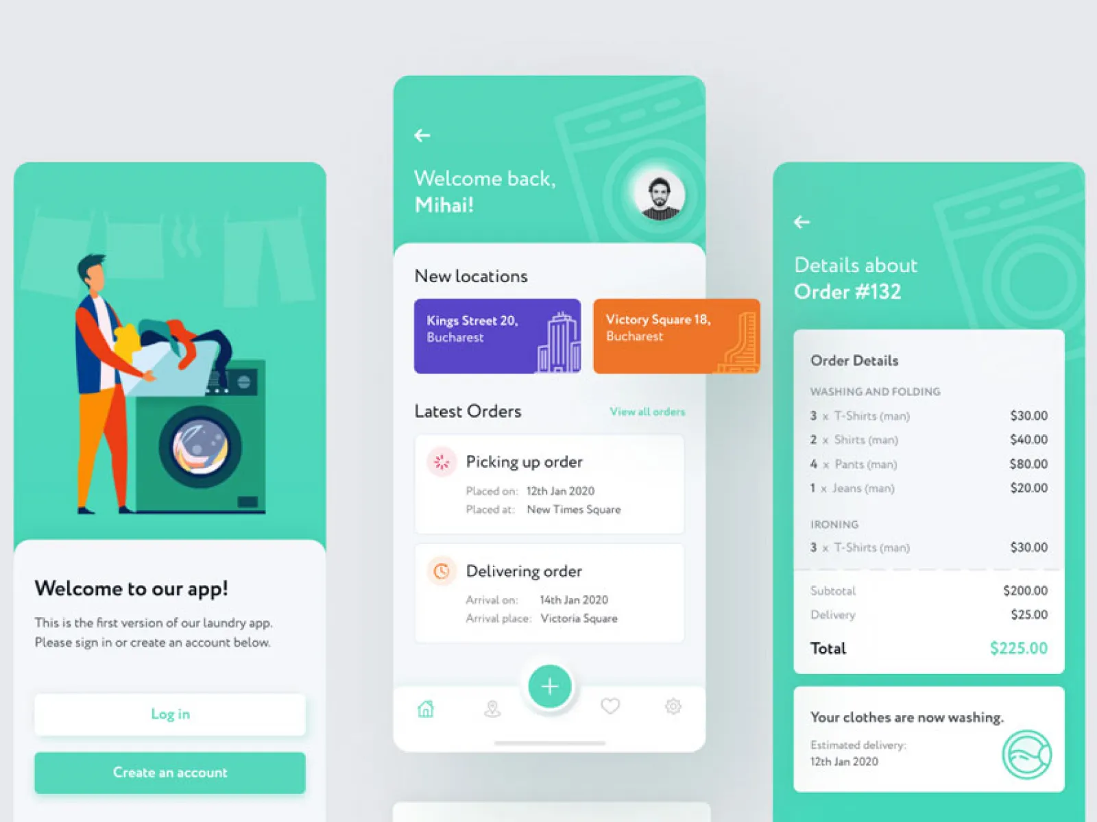 Laundry Phone App  - Free Figma Template