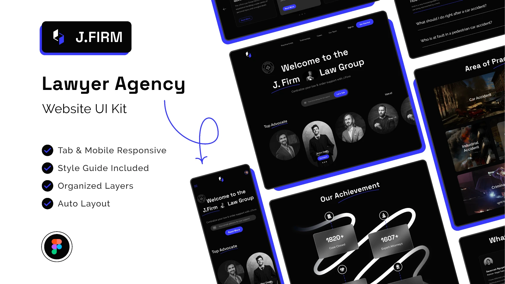 Lawyer Agency Website UI Kit for Figma and Adobe XD