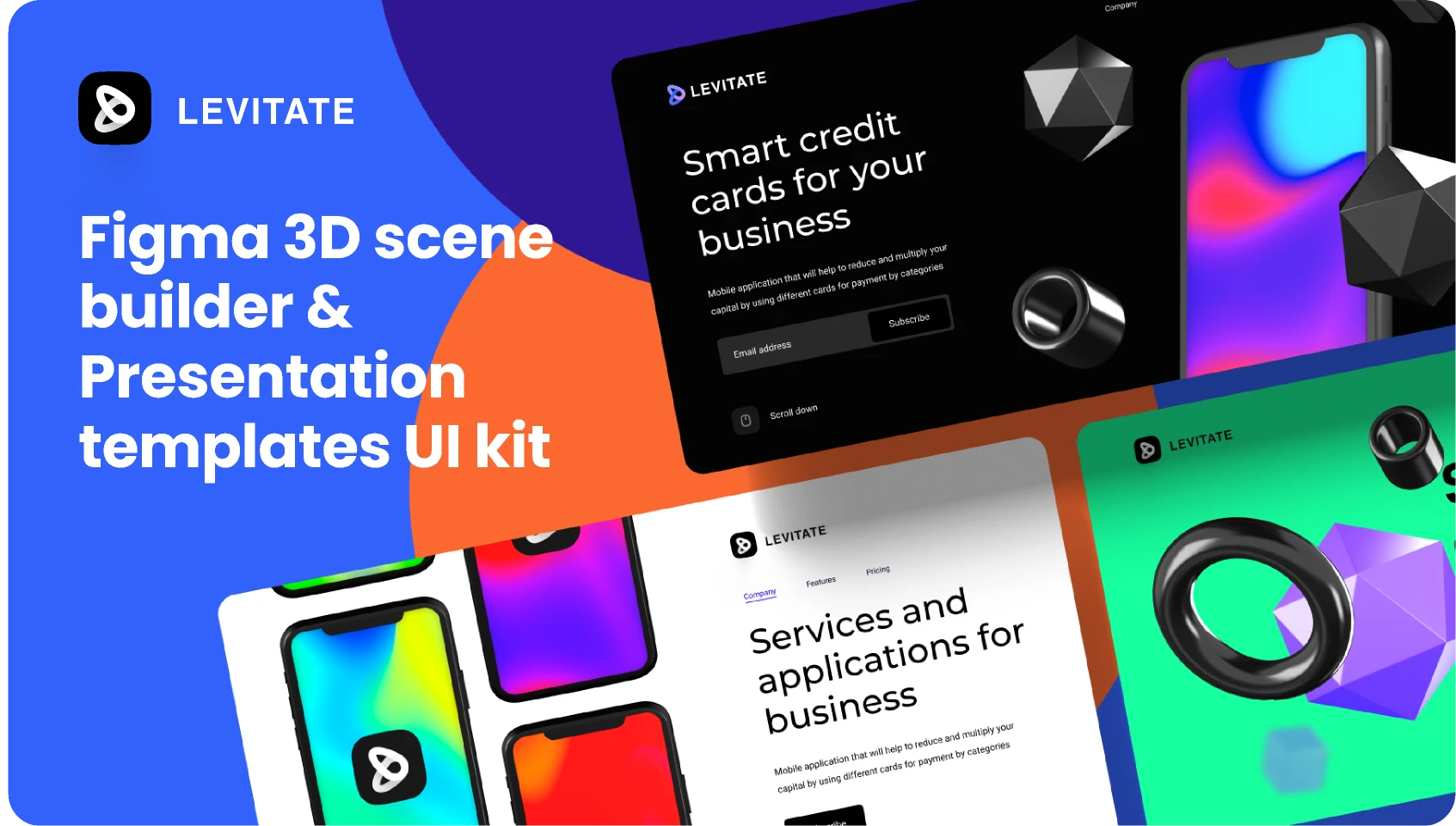 Levitate UI kit for 3D presentations for Figma and Adobe XD