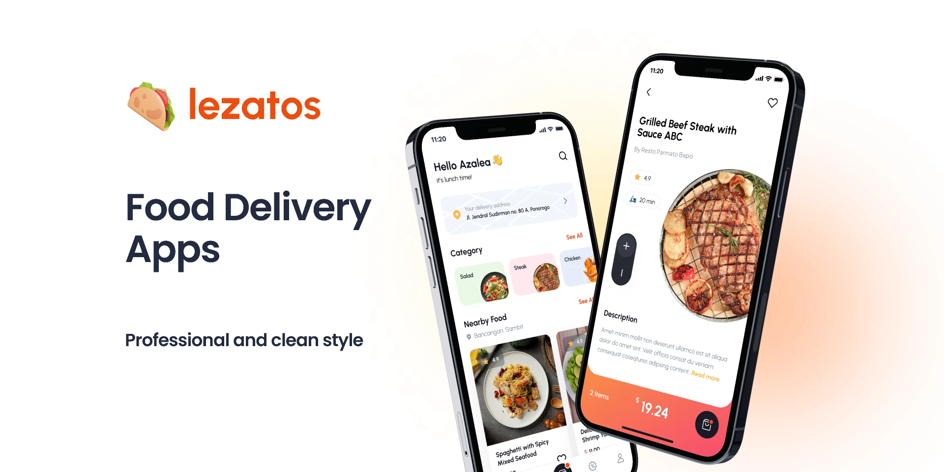 Lezatos - Food Delivery App Preview for Figma and Adobe XD