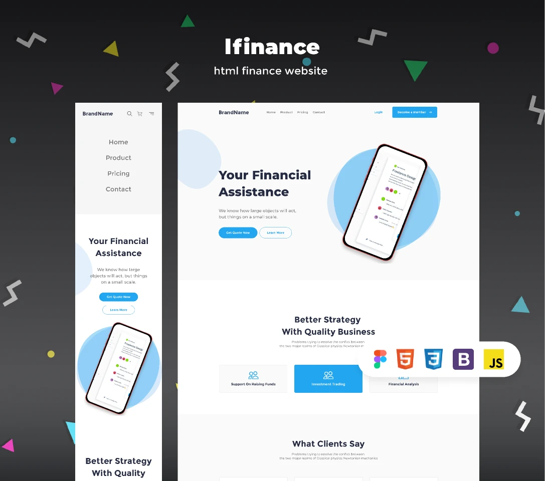 lfinance - html finance website for Figma and Adobe XD
