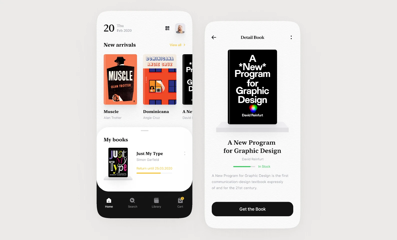Library App Design Concept (2019) for Figma and Adobe XD