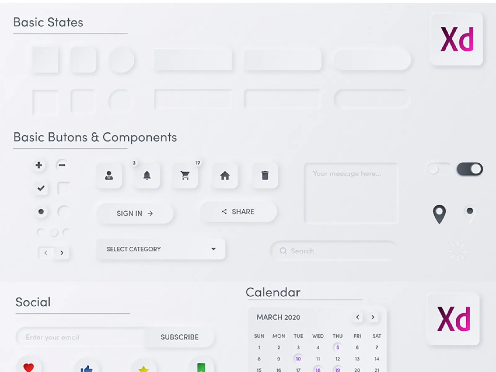 Light Neumorphic Elements  - Free Figma Template
