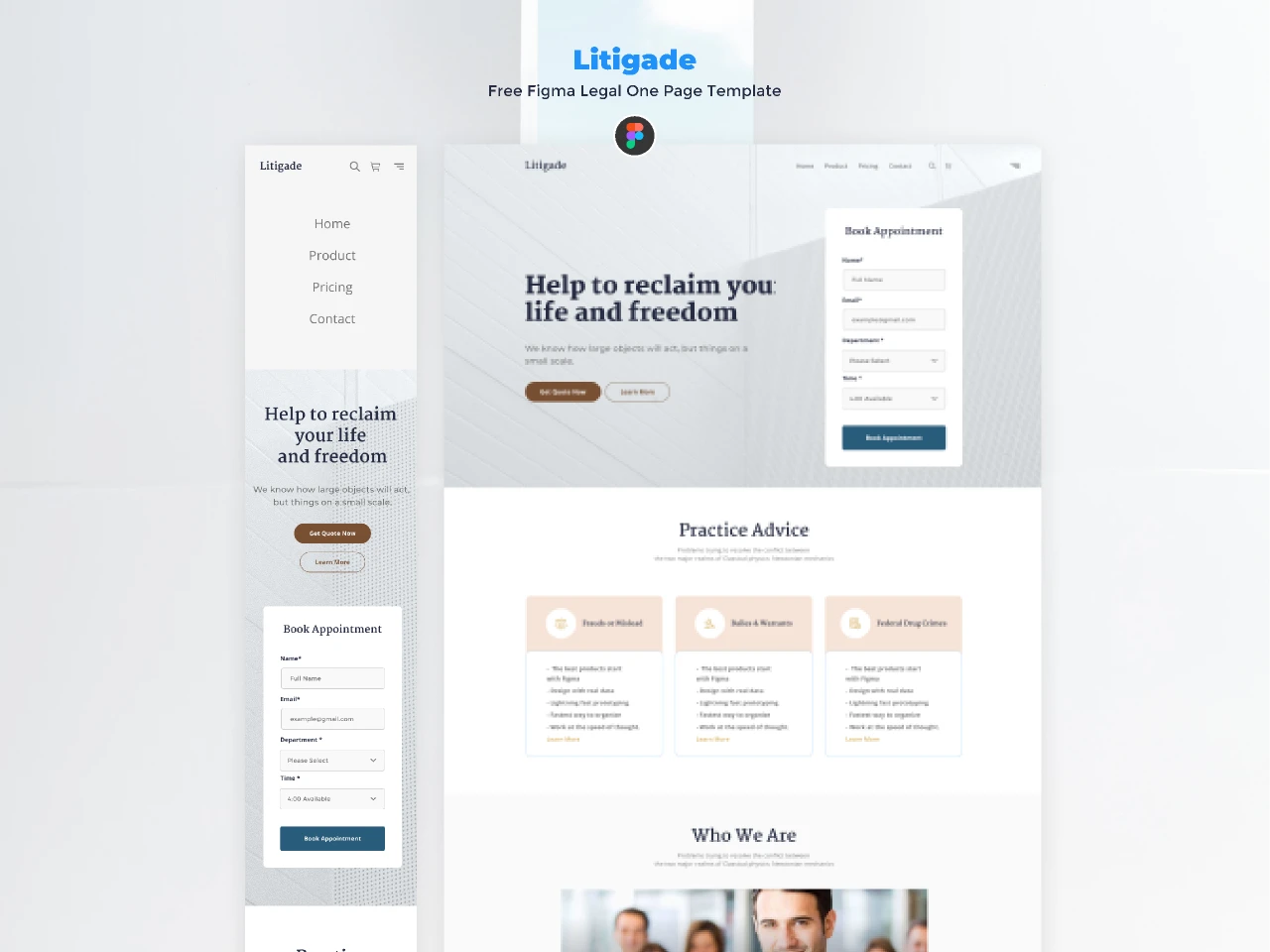 Litigade - Free Figma Legal One Page Template for Figma and Adobe XD