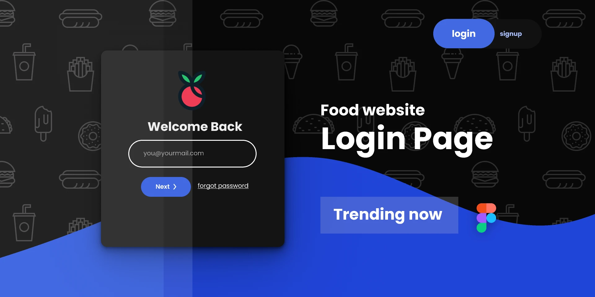 Login page : Food Website for Figma and Adobe XD