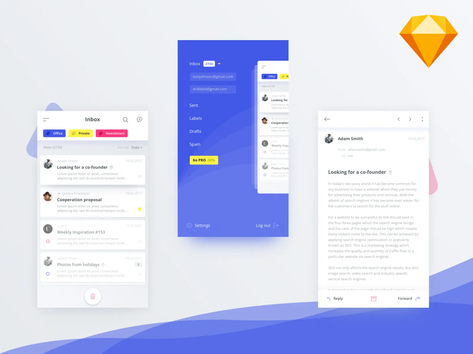 Mail Client App UI Kit  - Free Figma Template