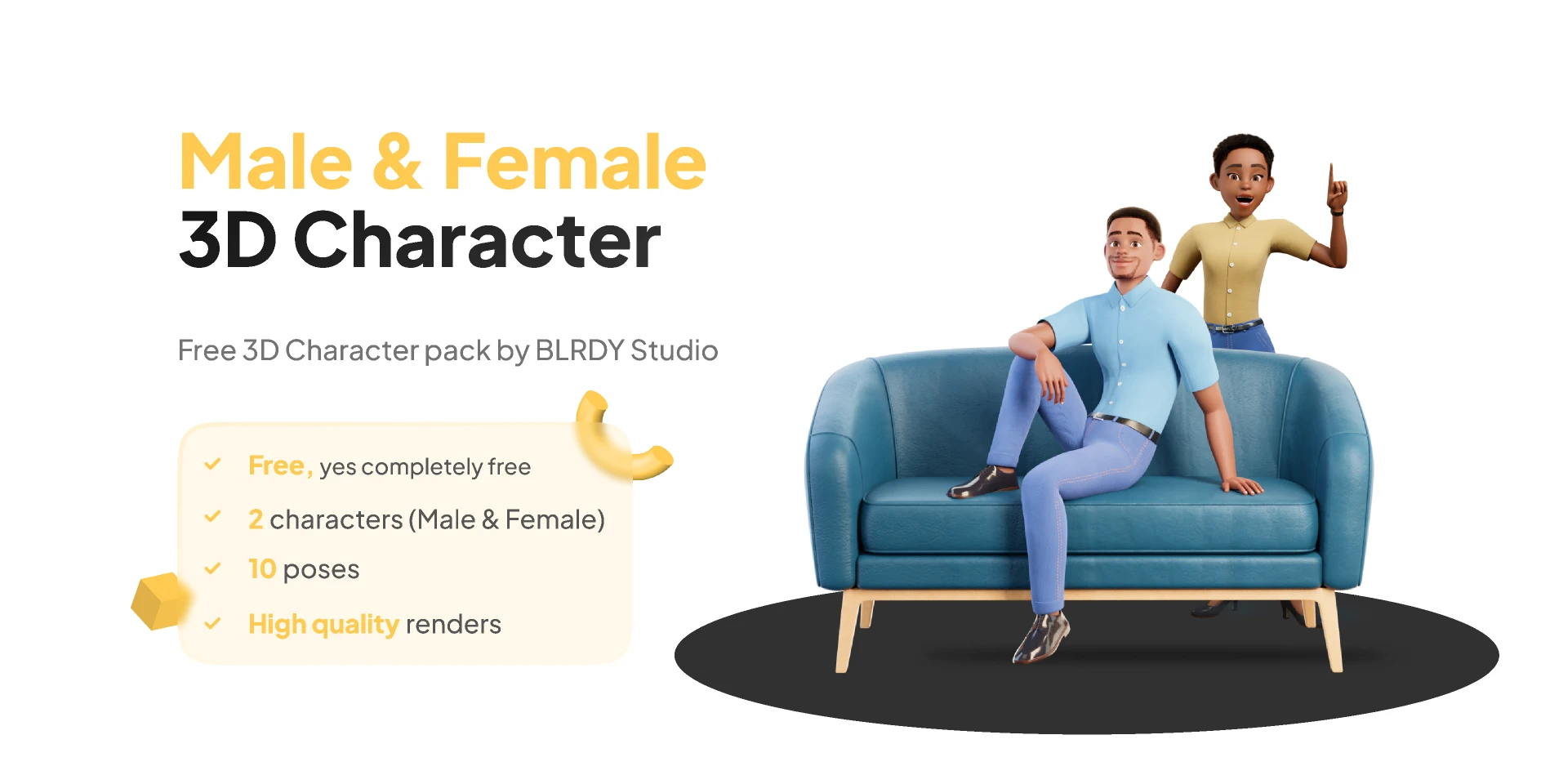 Male & Female 3D Character for Figma and Adobe XD