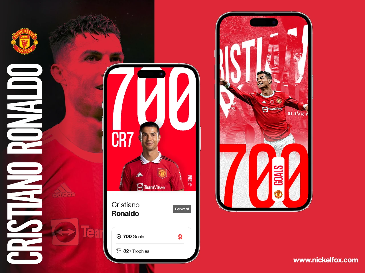 Man Utd App -Ronaldo 700 Goals Celebration for Figma and Adobe XD