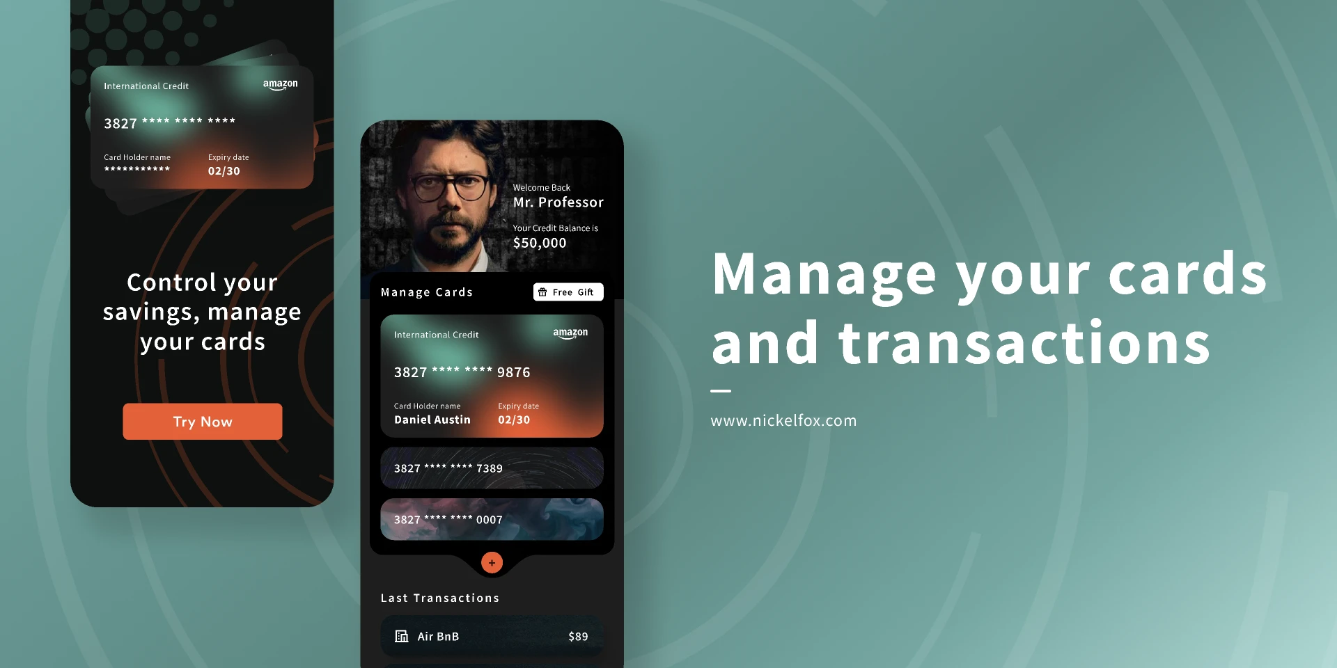 Manage cards and transactions for Figma and Adobe XD