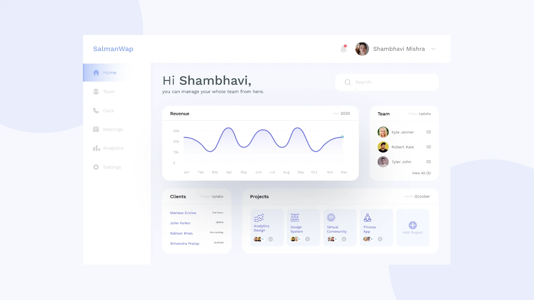 Management Dashboard for Figma and Adobe XD