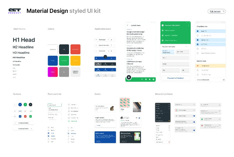 Material Design UI kit - Components library for Figma and Adobe XD