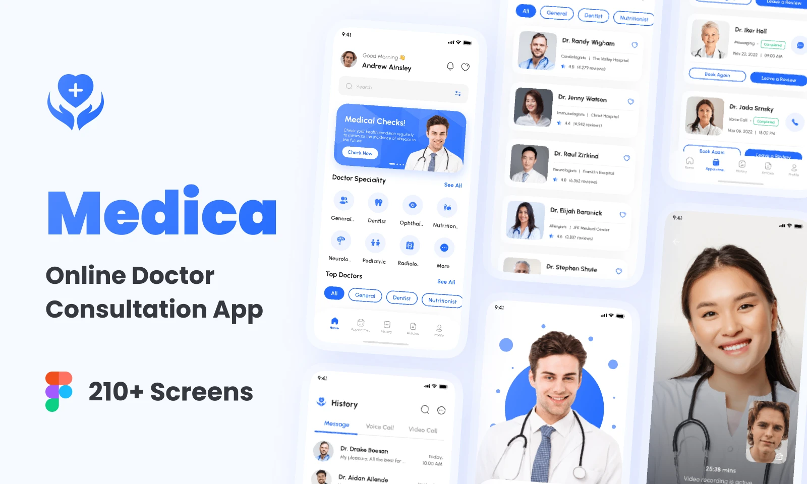 Medica - Online Doctor Appointment & Consultation App UI Kit for Figma and Adobe XD