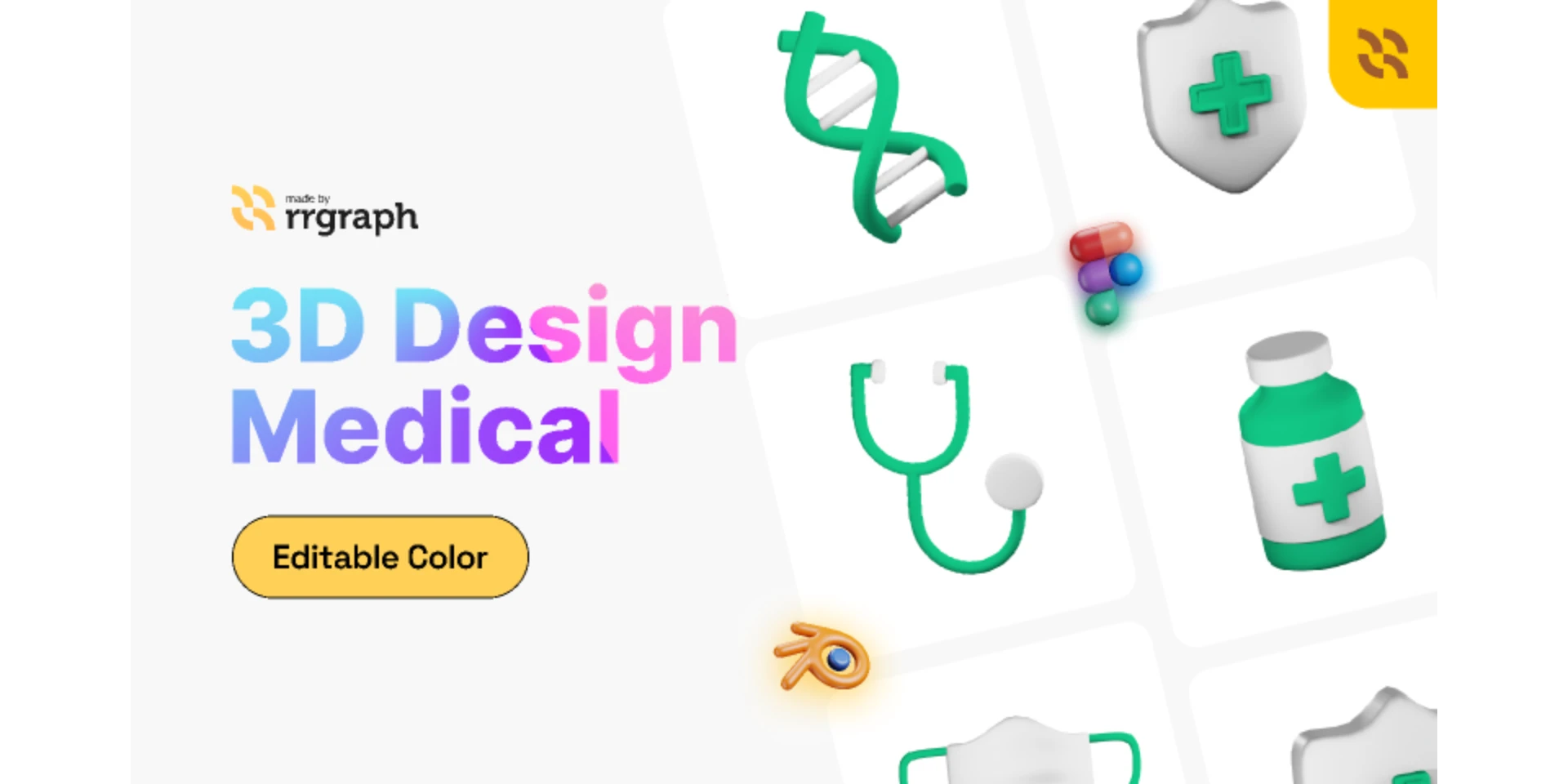 Medical Editable 3D Icon Pack for Figma and Adobe XD