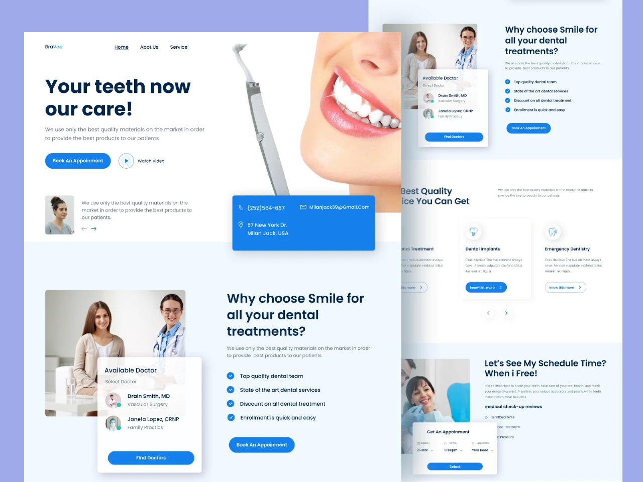 Medical landing page for Figma and Adobe XD